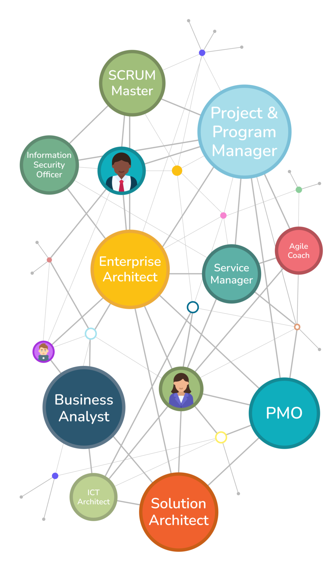 Project & Program Manager, Agile Coach, PMO, Service Manager, Enterprise Architect, Solution Architect, ICT Architect, Business Analyst, Enterprise Architect, Information Security Officer, SCRUM Master