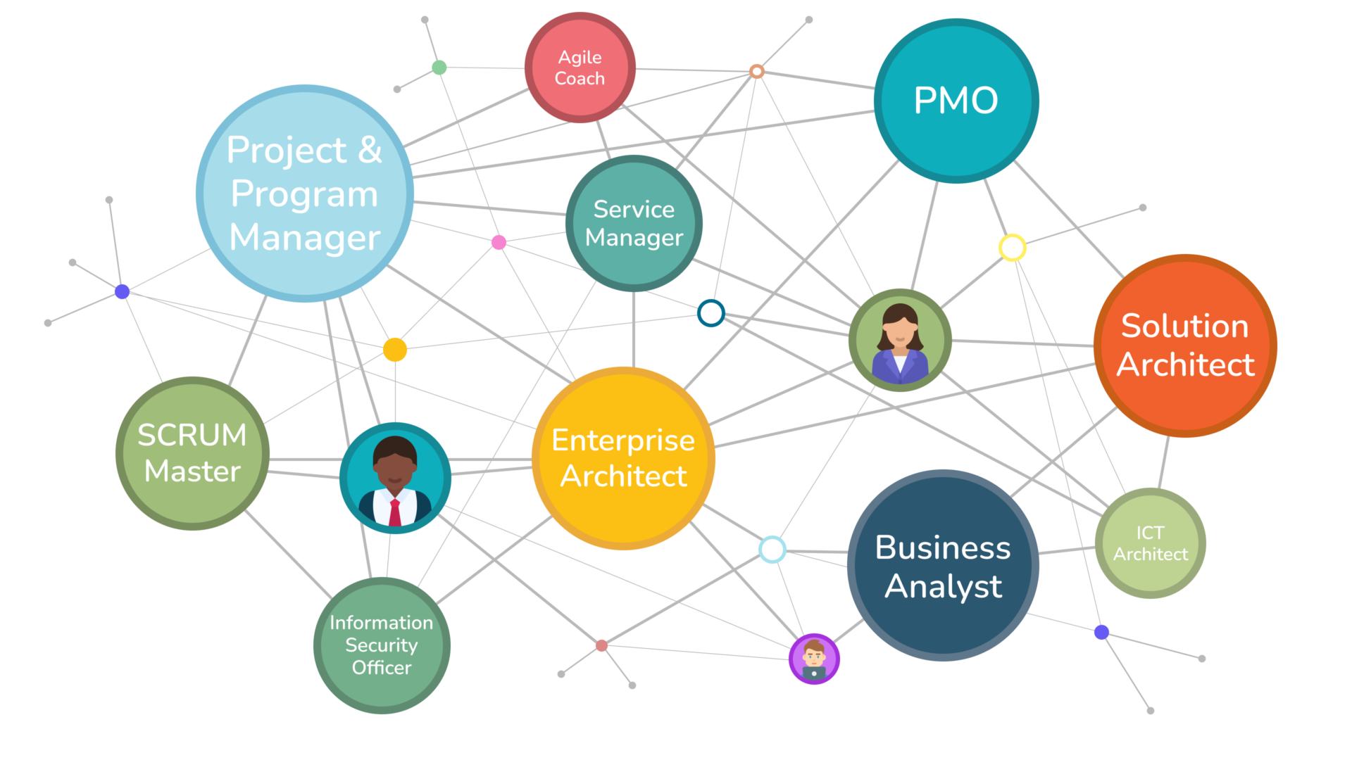 Project & Program Manager, Agile Coach, PMO, Service Manager, Enterprise Architect, Solution Architect, ICT Architect, Business Analyst, Enterprise Architect, Information Security Officer, SCRUM Master